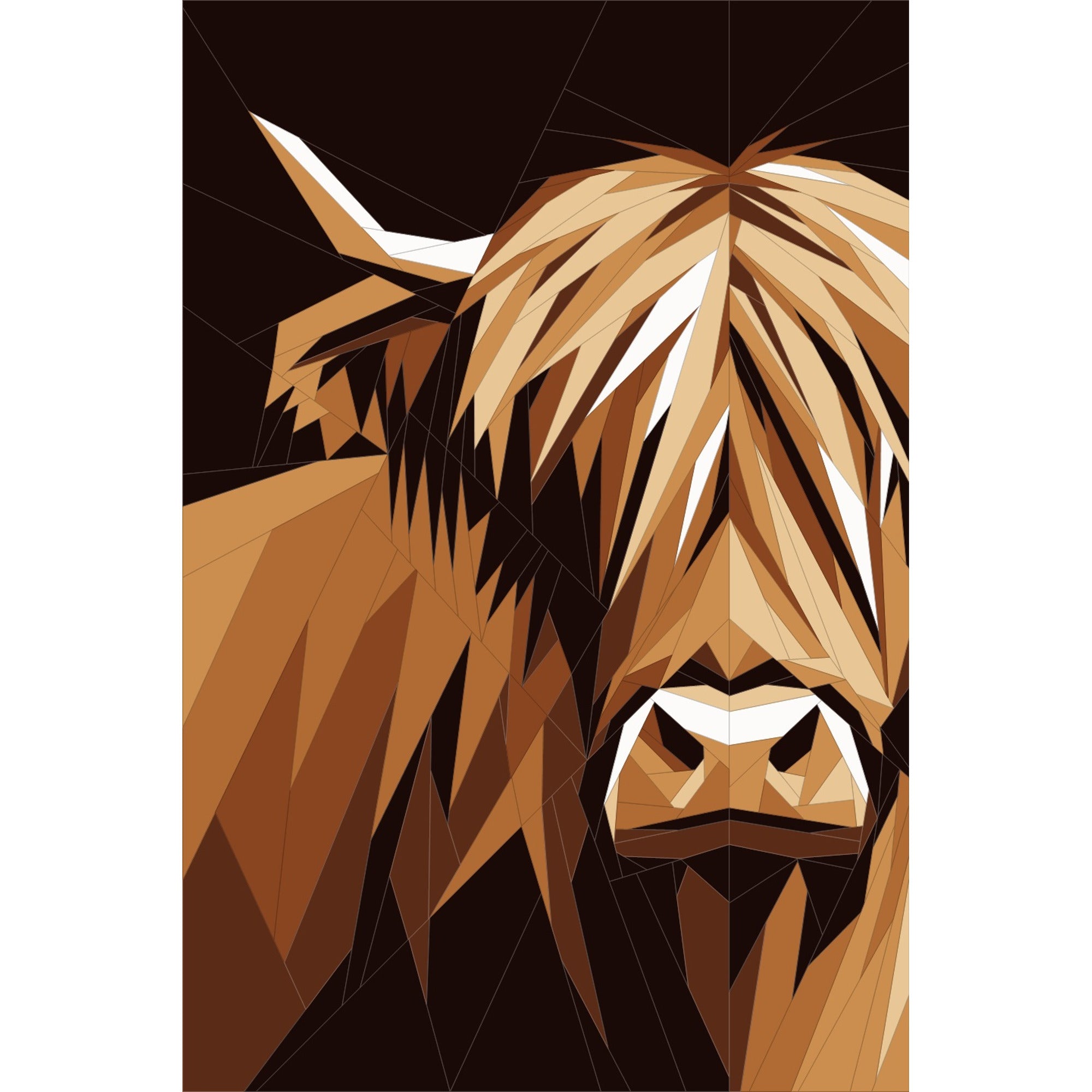 Printable Highland Cow Foundation Paper Piecing pattern preview