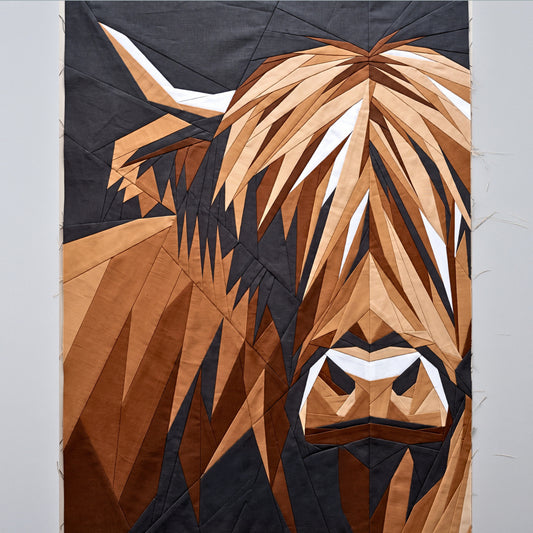 Highland Cow Foundation Paper Piecing portrait quilt pattern