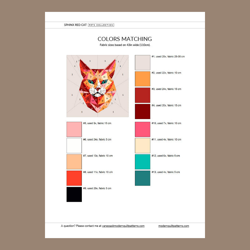Red Cat Patterns Sphinx Red Cat Easy Quilt Pattern – Modern Quilt Patterns